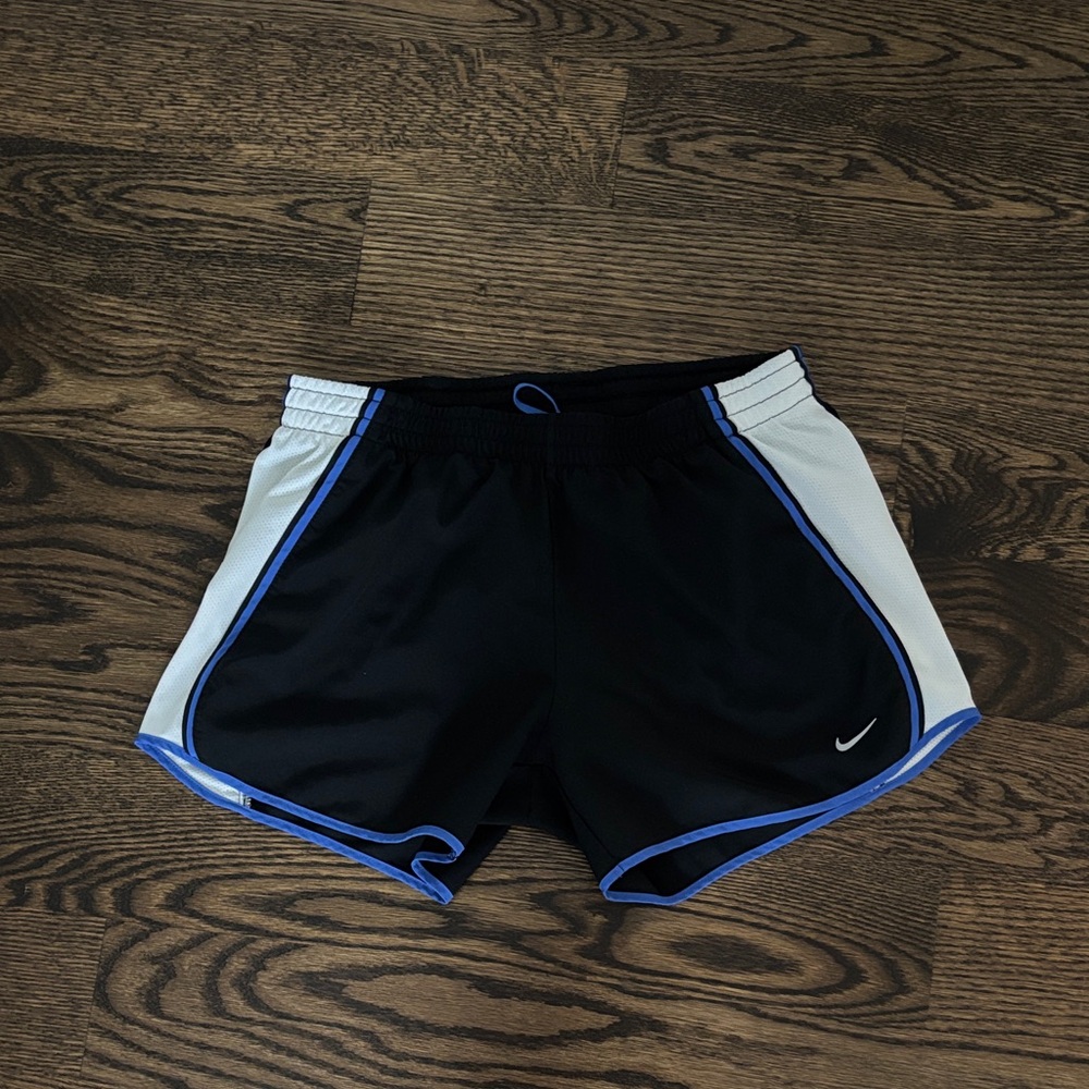 Nike Dri-Fit Black and White Shorts with Blue Accents